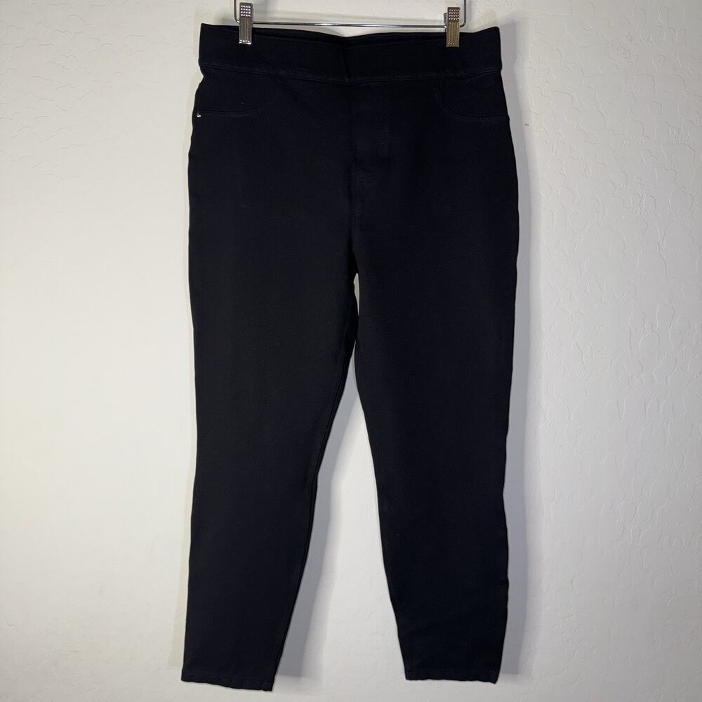 Spanx Womens Compression Career Pants Solid Black Size Large Pull On Slimming